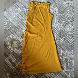 Solid Drawstring Side Bodycon Dress